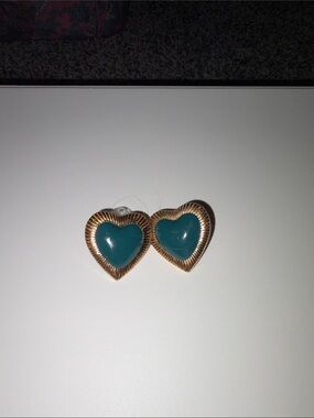 Target Gold-Tone Heart Stud Earrings with Teal Enamel